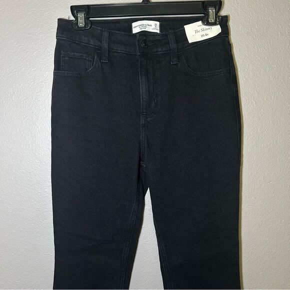 NEW Abercrombie & Fitch The Skinny black high rise jeans women’s size 25 / 0 - Picture 4 of 9